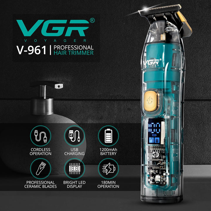 V-961 Waterproof Hair Trimmer For Men, Transparent